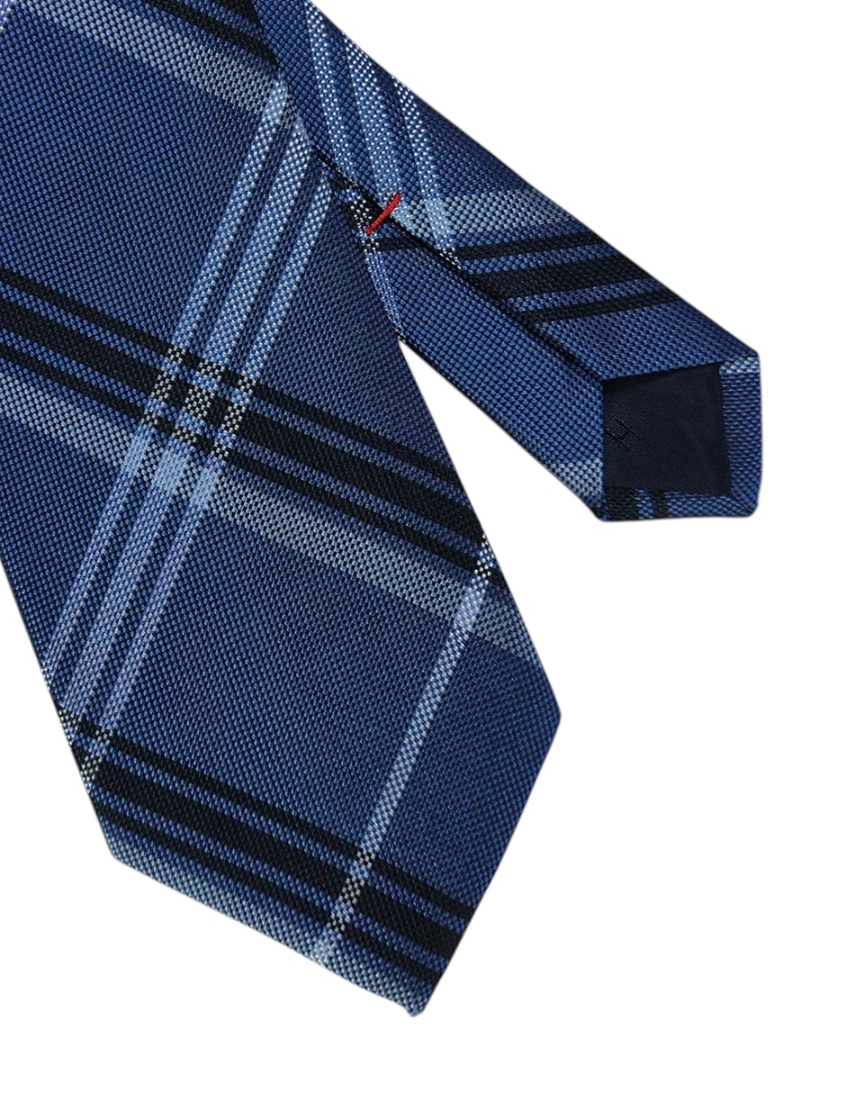 Corbata regular de seda estampado a cuadros para hombre 2