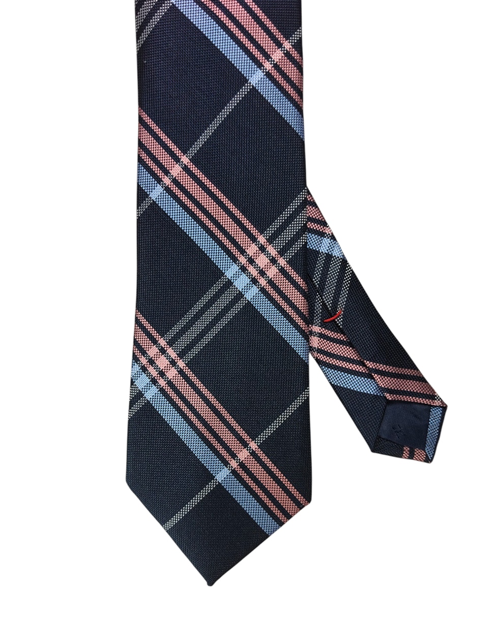 Corbata regular de seda estampado a cuadros para hombre
