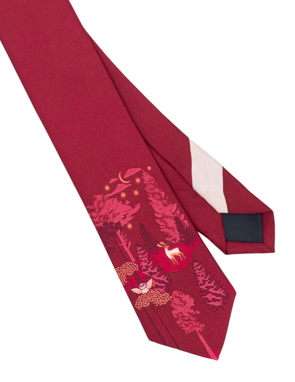 Corbata Animales Nocturnos slim de seda estampado para hombre 5