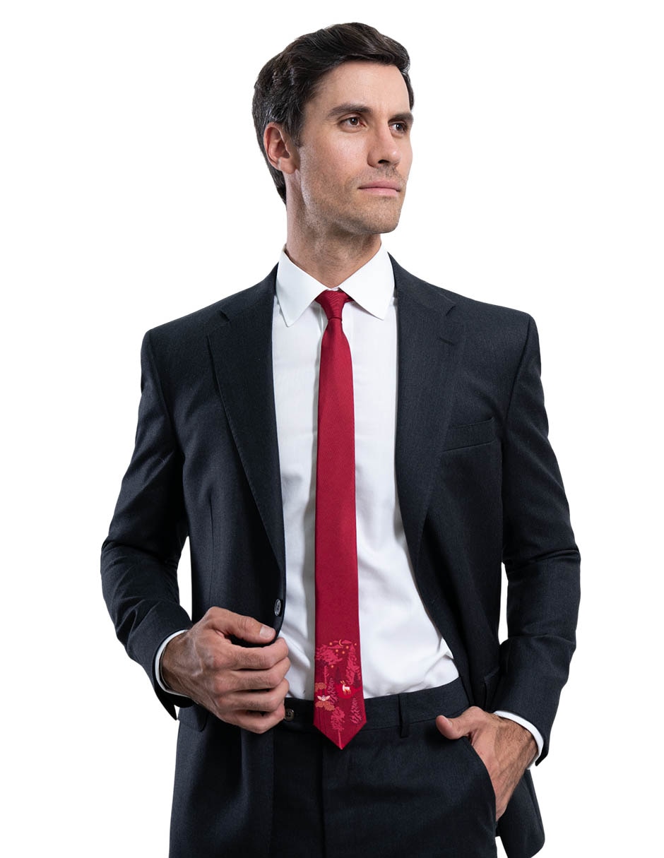 Corbata Animales Nocturnos slim de seda estampado para hombre