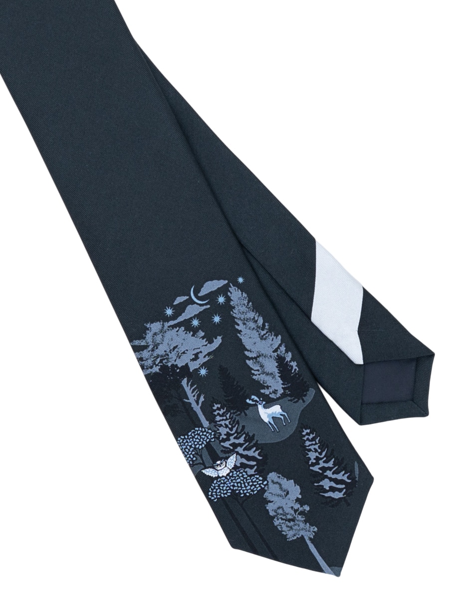 Corbata Animales Nocturnos slim de seda estampado para hombre 5