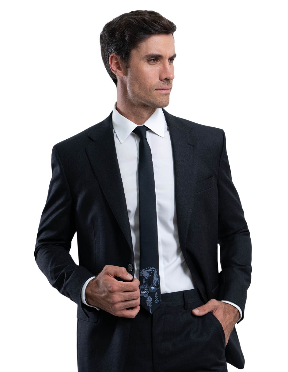 Corbata Animales Nocturnos slim de seda estampado para hombre