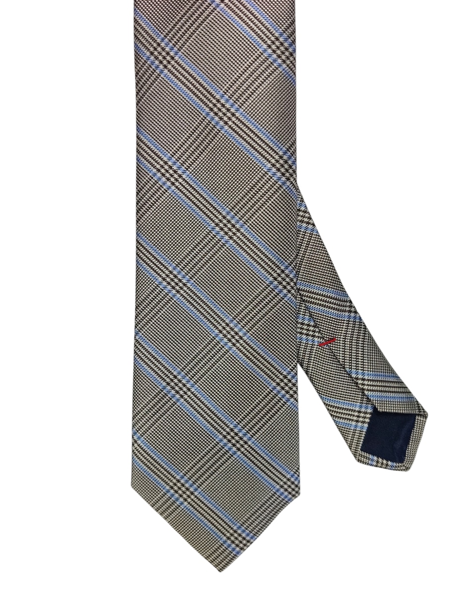Corbata regular de seda estampado a cuadros para