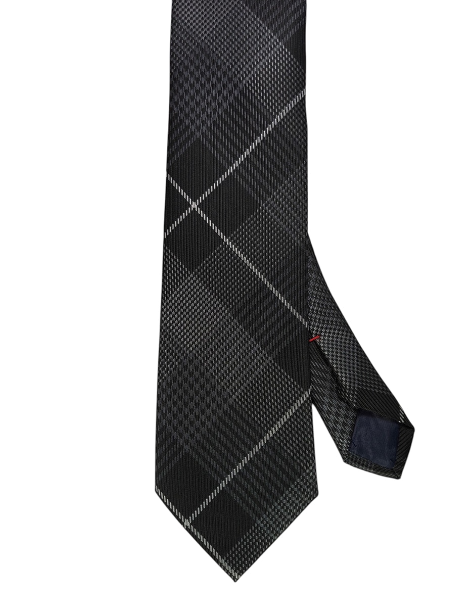 Corbata regular de seda estampado a cuadros para hombre
