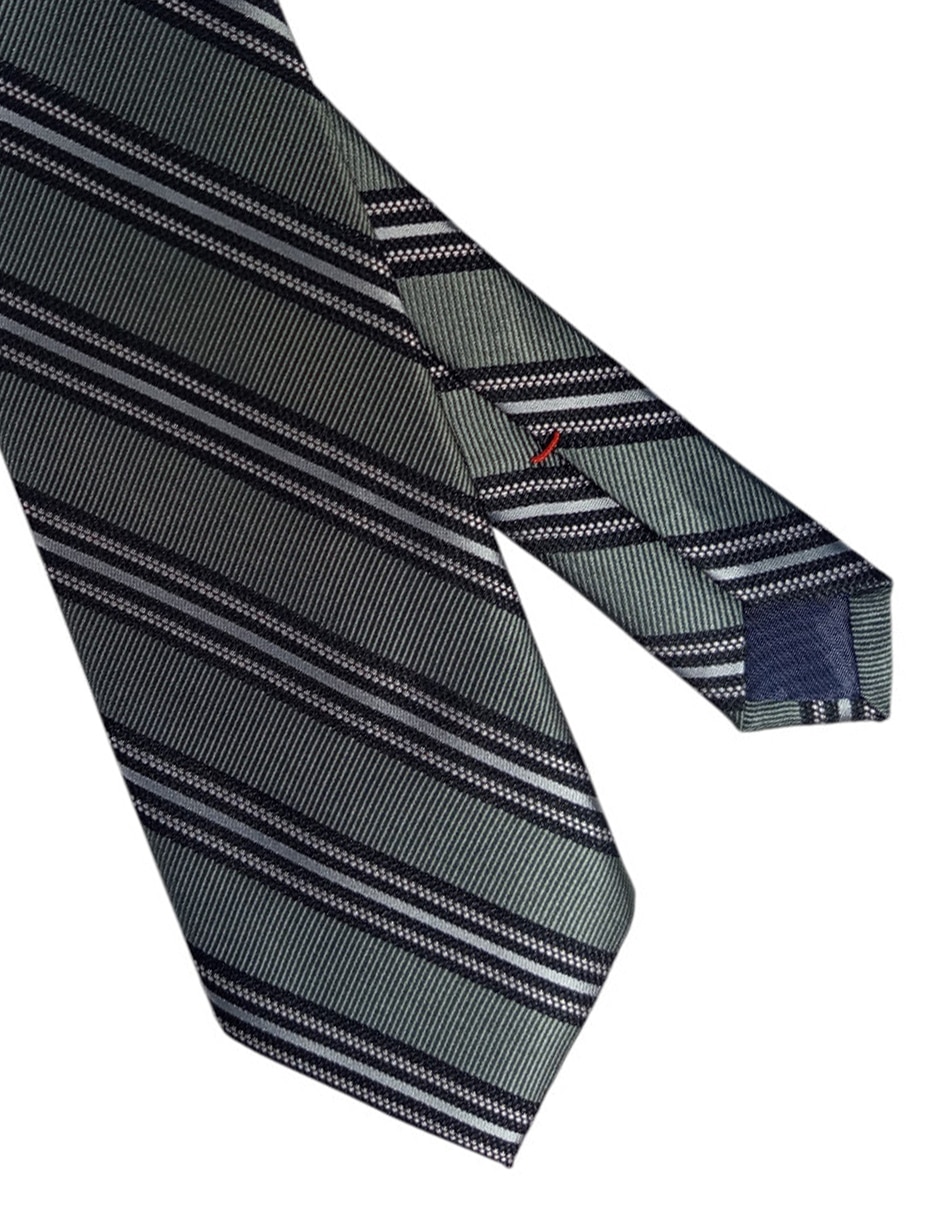 Corbata regular de seda estampado a rayas para hombre 2