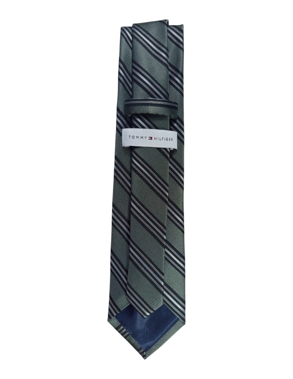 Corbata regular de seda estampado a rayas para hombre 3
