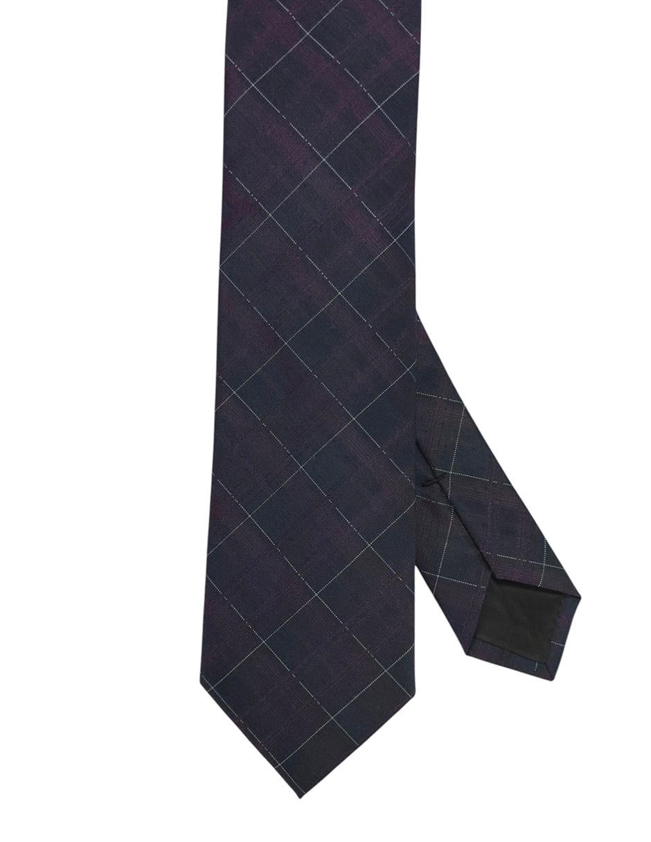 Corbata regular de seda estampado a cuadros para hombre