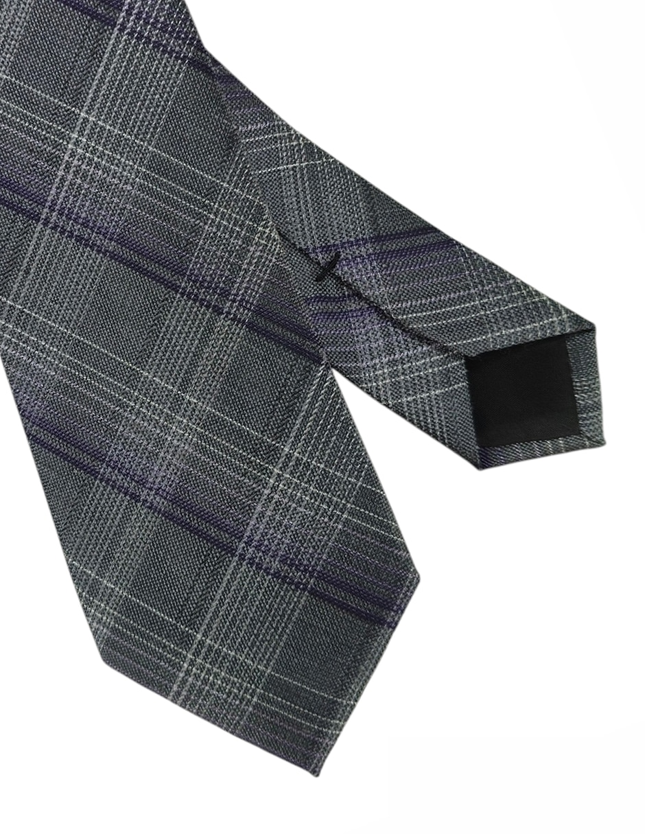 Corbata regular de seda estampado a cuadros para hombre 3