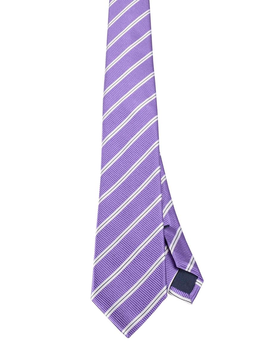 Corbata regular de seda estampado a rayas para hombre