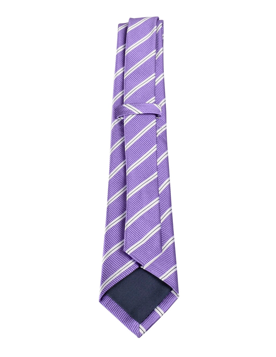 Corbata regular de seda estampado a rayas para hombre 2