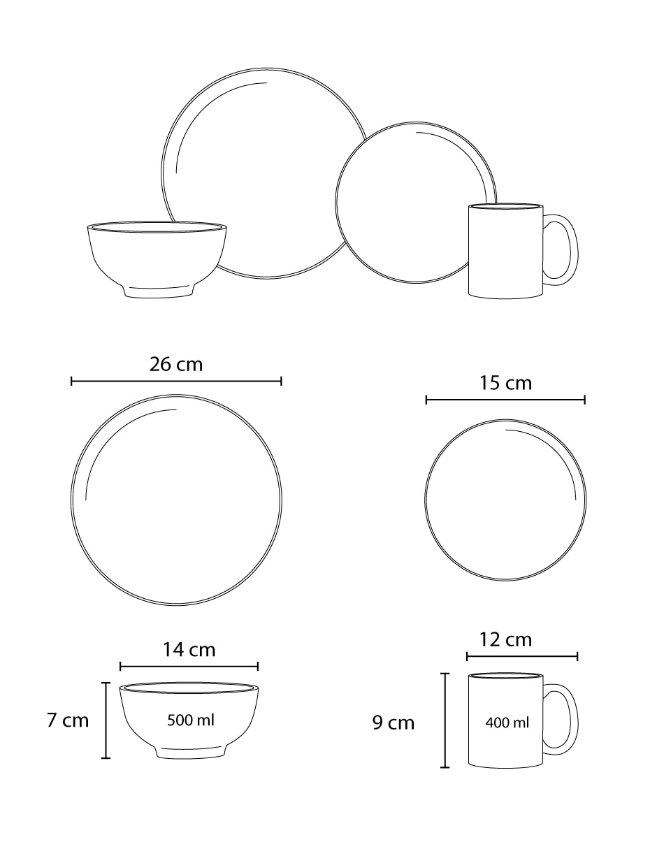 Vajilla cerrada Blanqui de porcelana para 4 personas 2