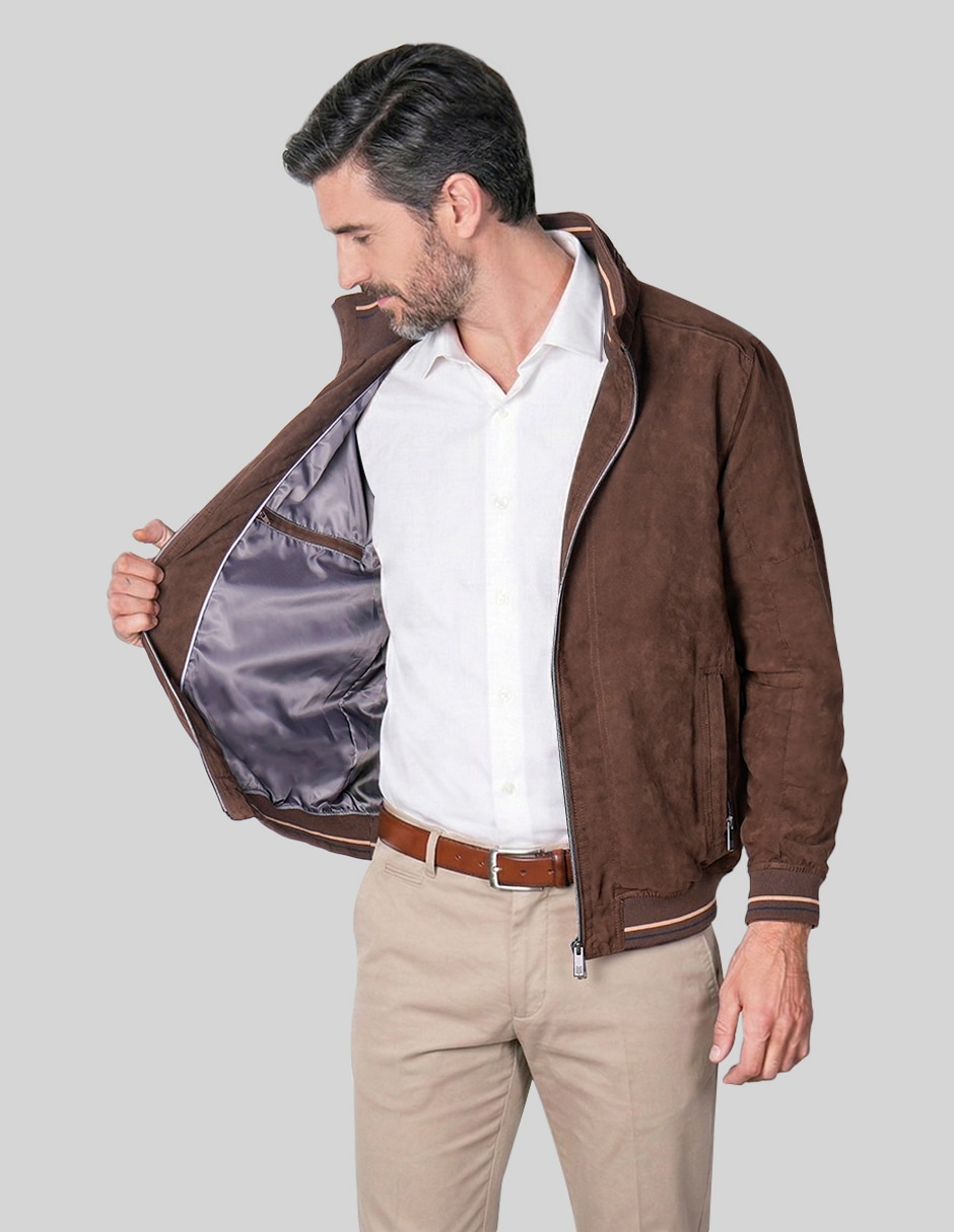 Chamarra bomber de gamuza con bolsillos para hombre 5