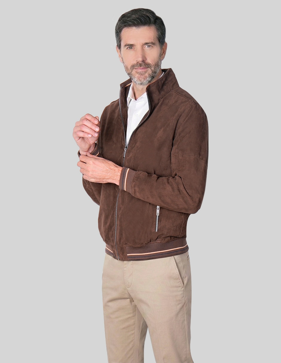 Chamarra bomber de gamuza con bolsillos para hombre 2