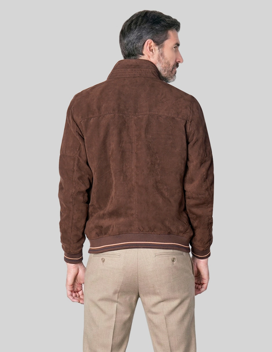Chamarra bomber de gamuza con bolsillos para hombre 4