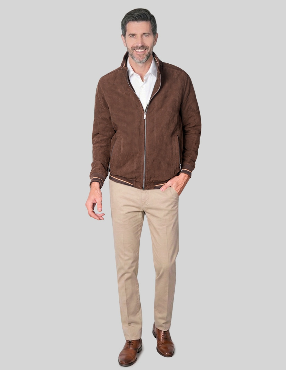 Chamarra bomber de gamuza con bolsillos para hombre 3